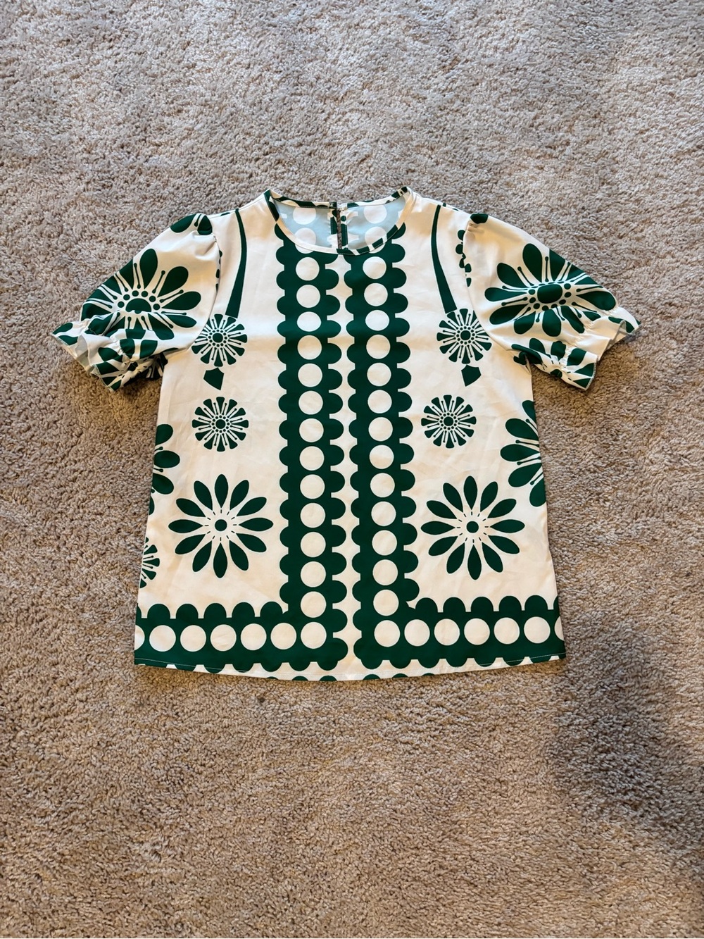 Green Floral Dot Top